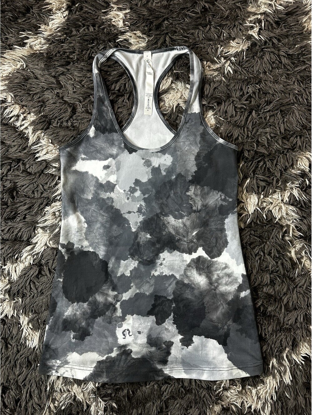 Lululemon Cool Racerback Tank Top Womens Size 8 Gray Black Tie Dye Athletic